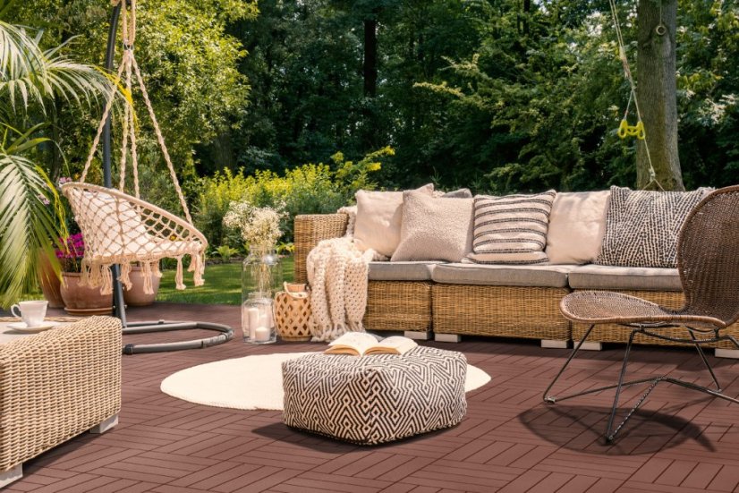 Venkovní dlažba Mosolut Hestra typ Woodlook, mahagon, 1 m²