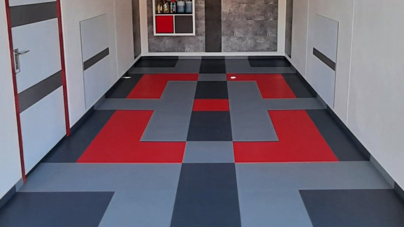 Mosolut Machine Commercial HL Invisible PVC Tile, ECO Grey