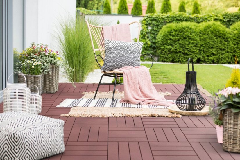 Venkovní dlažba Mosolut Hestra typ Woodlook, mahagon, 1 m²